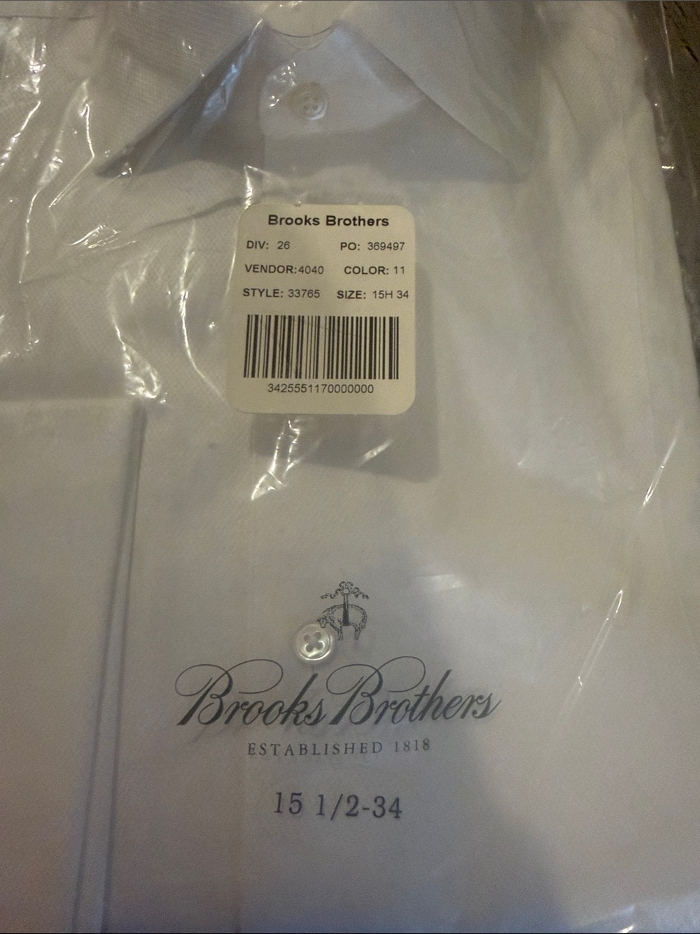 Brooks Brothers White Dress Shirt - Classic Point Collar - Picture 3 of 4